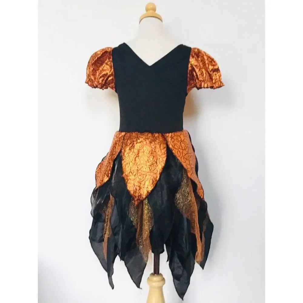 Kids Girls 8-10 Orange/Black Witch Halloween Costume - Picture 3 of 4